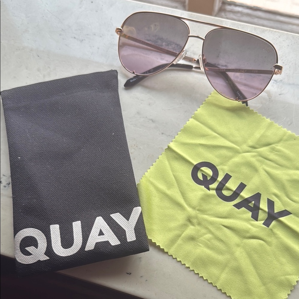 Quay Australia Gold Pink Aviator Sunglasses